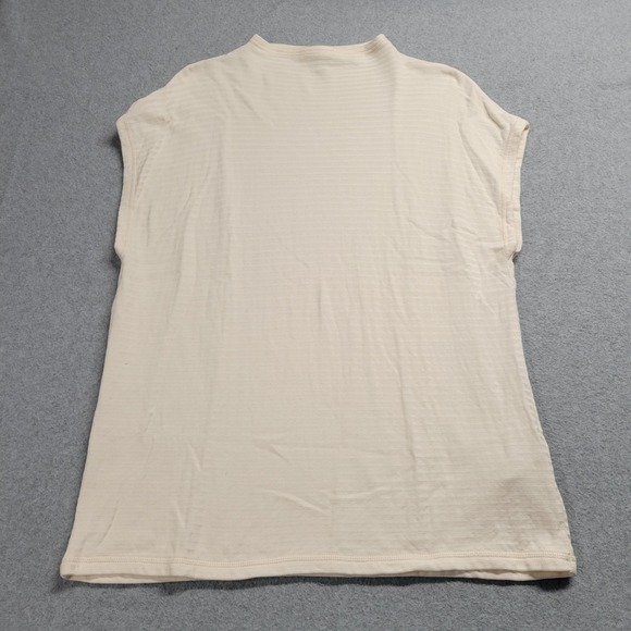 Madewell Cream Textured Stripe 100% Cotton Boxy Sleeveless High Neck Top Size S - Picture 1 of 8
